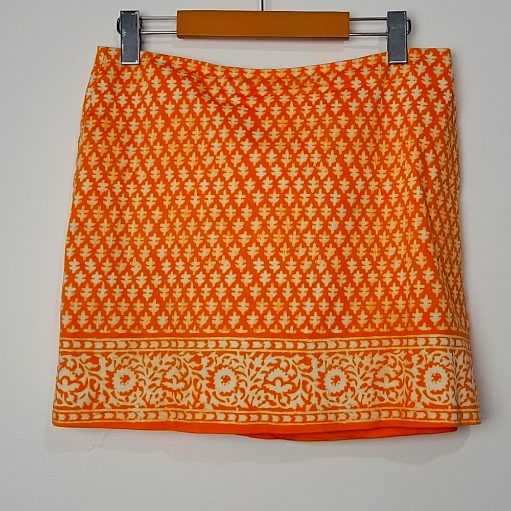 J. CREW WOMEN'S MINI SKIRT PRINTED STRAIGHT STRETCH COTTON SIZE 4